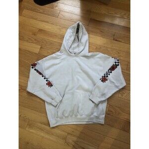 Artist Union Checkerboard Floral sleeve Skate Surf Skateboard Hoodie, White XL